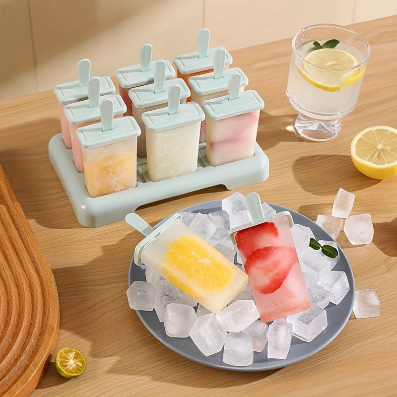 9-Cavity Ice Cream, Reusable Popsicle Maker for Homemade Frozen Treats, Easy