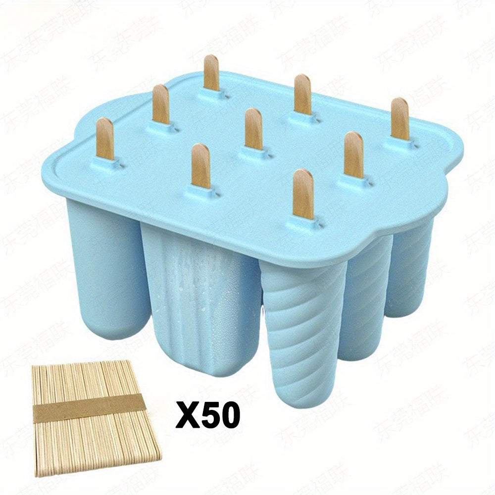 Popsicles Molds 9pcs Silicone Popsicle Molds Easy-Release Popsicle Maker Molds Ice Pop Molds Homemade Popsicle Ice Pop Maker with 50pcs Popsicle Sticks
