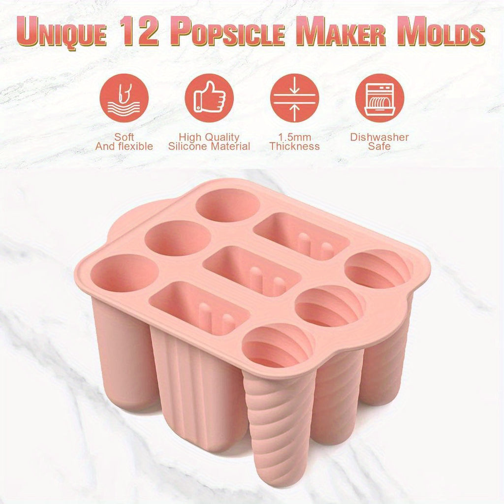 Popsicles Molds 9pcs Silicone Popsicle Molds Easy-Release Popsicle Maker Molds Ice Pop Molds Homemade Popsicle Ice Pop Maker with 50pcs Popsicle Sticks