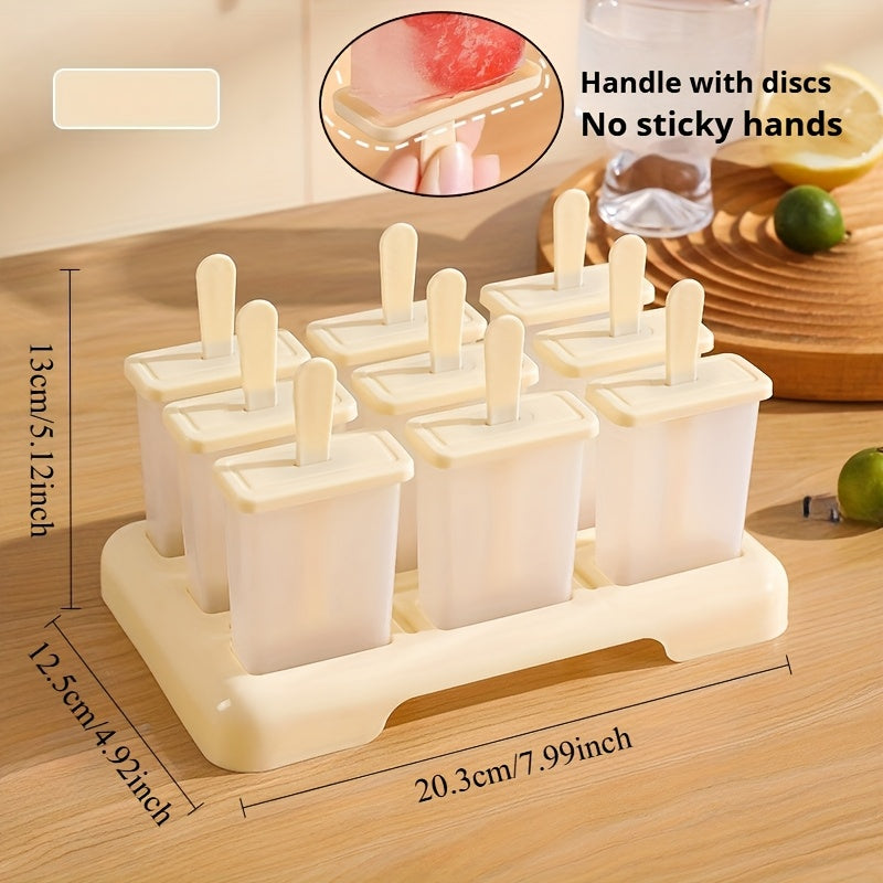 9-Cavity Ice Cream, Reusable Popsicle Maker for Homemade Frozen Treats, Easy