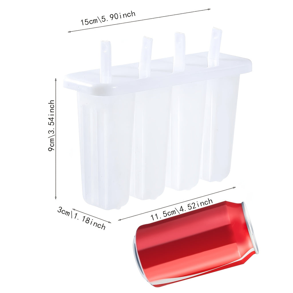 Popsicle Molds with Lids Plastic Homemade Ice Pop Maker Tray DIY Frozen Treat Kit for Summer Snack Ice Cream Maker 4-Cavity