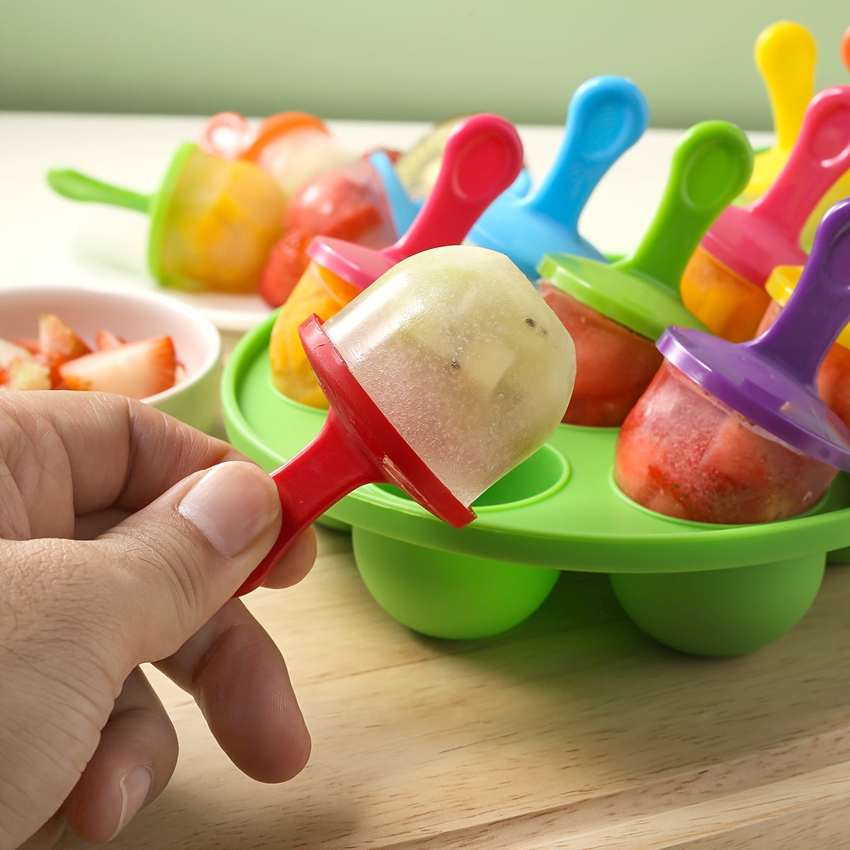 1/2/3Sets Multi-Purpose Popsicle Molds, 7-Hole Molds, Colorful Ice Cream Molds, Creative Popsicle Molds, Kitchen Tools