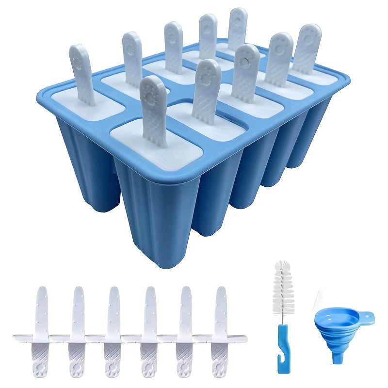 12-Cavity Silicone Popsicle Molds, & Easy Release with Reusable Sticks, Funnel & Cleaning Brush – Perfect for Homemade Ice Pops, Fruit Infusions & Party Treats