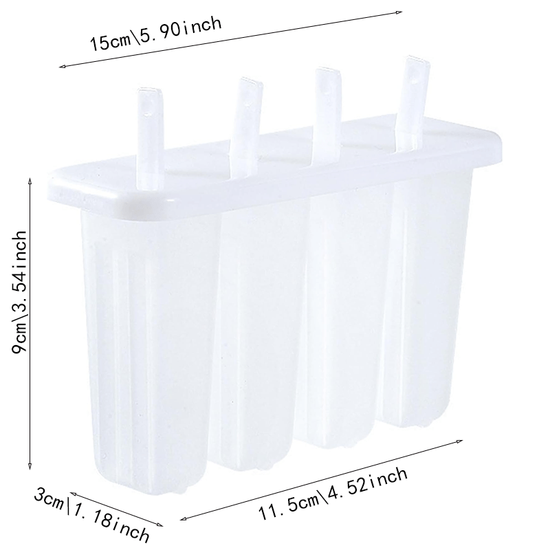 Popsicle Molds with Lids Plastic Homemade Ice Pop Maker Tray DIY Frozen Treat Kit for Summer Snack Ice Cream Maker 4-Cavity